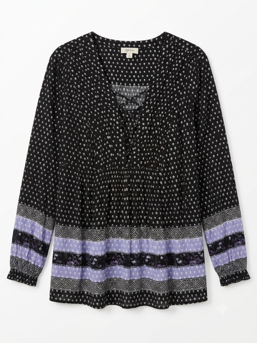 Style & Co Lace Up Peasant Blouse - XL